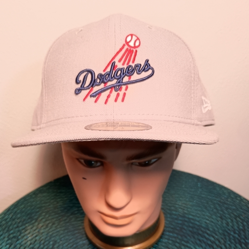 New Era LA DODGERS Hat 59 Fifty Cooperstown Gray Cap Hat Fitted 7 1/2
